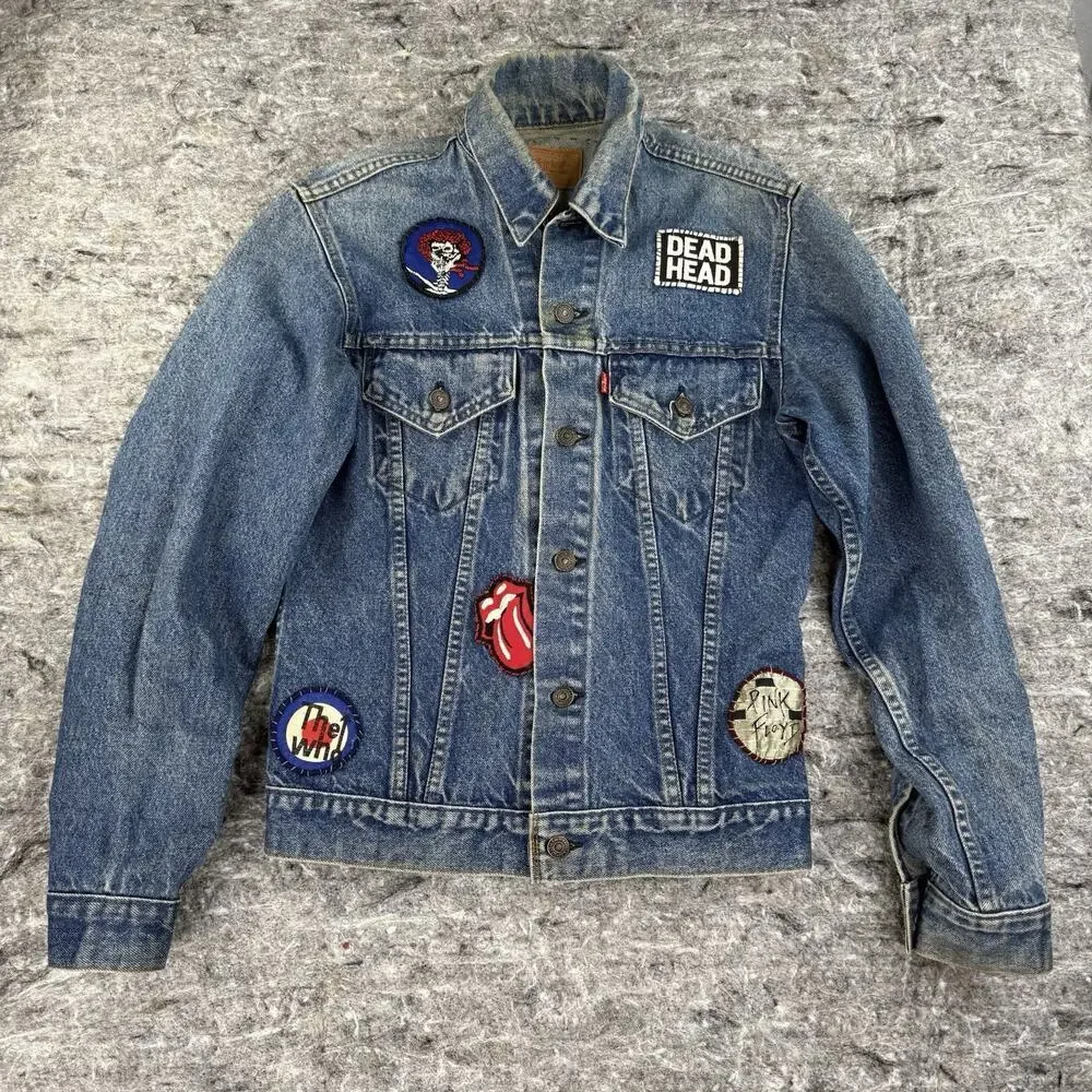 Vintage Levis Jacket Blue Denim Trucker Patch 71205 0217 Made USA Sz 36L WPL 423